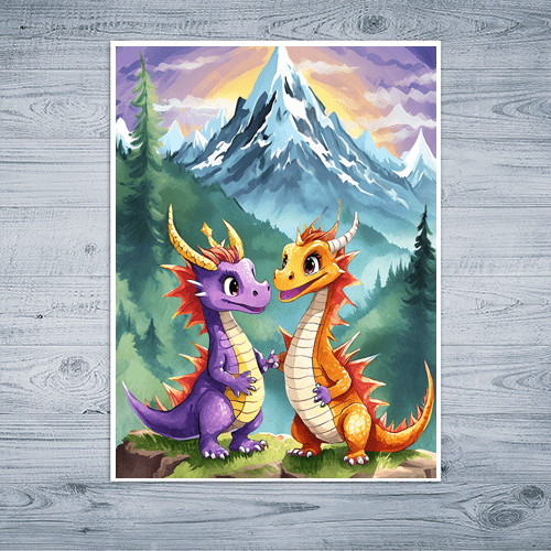 Baby Dragons Mountains - Art Print - Metal Poster - Canvas Wrap - Premium Framed Art Print