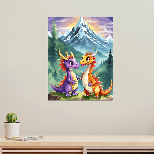 Baby Dragons Mountains - Art Print - Metal Poster - Canvas Wrap - Premium Framed Art Print