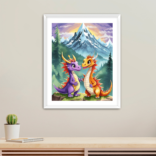 Baby Dragons Mountains - Art Print - Metal Poster - Canvas Wrap - Premium Framed Art Print