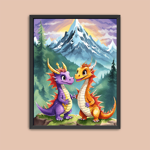 Baby Dragons Mountains - Art Print - Metal Poster - Canvas Wrap - Premium Framed Art Print