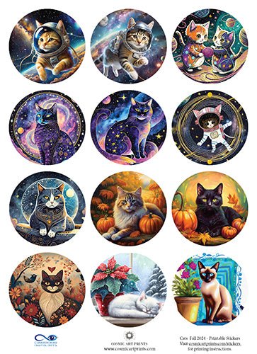 Cats Fall 2024 - Printable Stickers - Download - Premium stickers