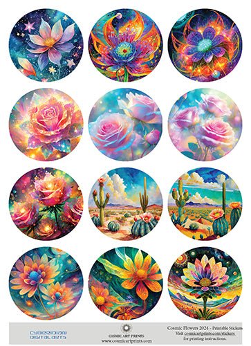 Cosmic Flowers 2024 - Printable Stickers - Download - Premium stickers