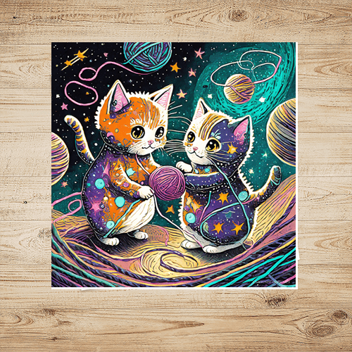 Cosmic Kittens Play with Space Yarn - Art Print - Metal Poster - Canvas Wrap - Premium Framed Art Print