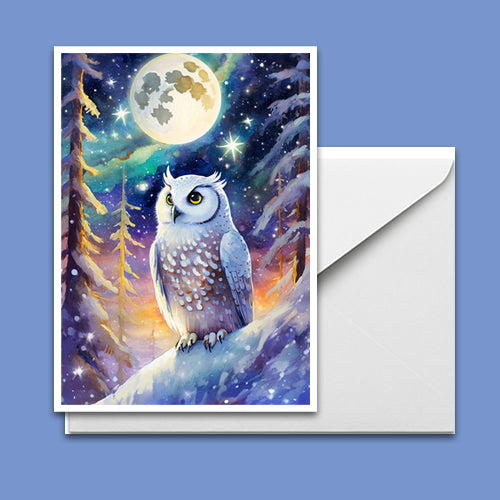 Greeting Card - Cosmic Owl - Premium Greeting Card