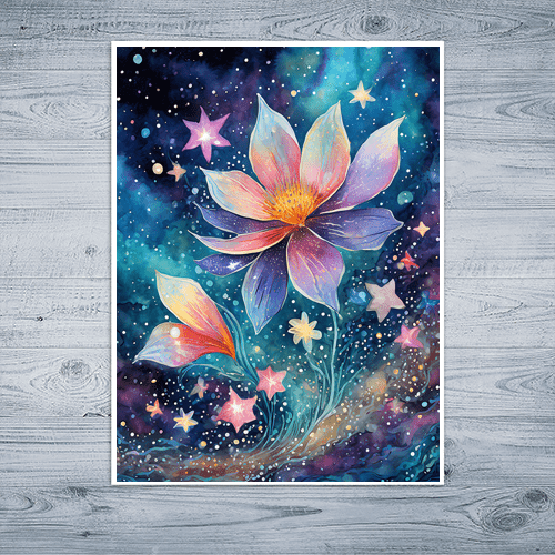 Cosmic Star Flower - Art Print - Metal Poster - Canvas Wrap - Premium Framed Art Print