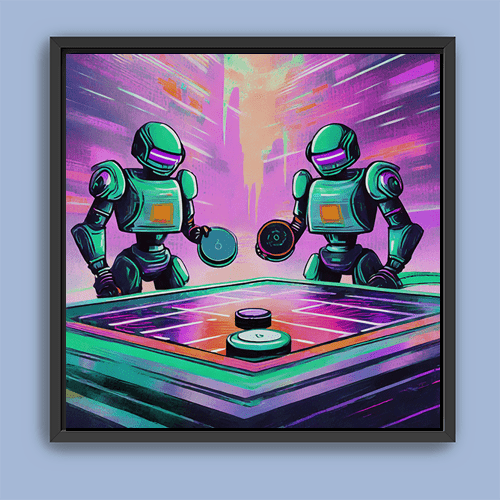 Cyberbots Play Air Hockey - Art Print - Metal Poster - Canvas Wrap - Premium Framed Art Print