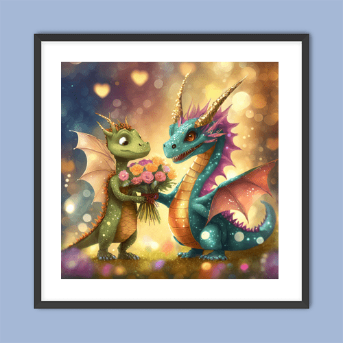 Dragons in Love - Art Print - Metal Poster - Canvas Wrap - Premium Framed Art Print