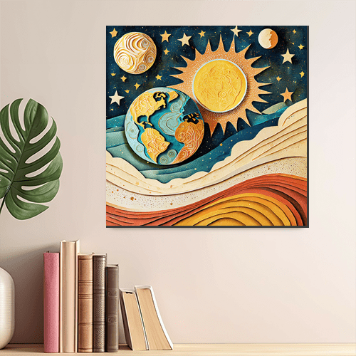 Earth Sun Moon - Art Print - Metal Poster - Canvas Wrap - Premium Framed Art Print