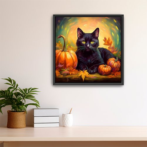 Fall Black Cat - Art Print - Metal Poster - Canvas Wrap - Premium Framed Art Print