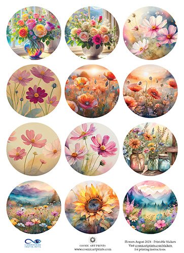 Flowers August 2024 - Printable Stickers - Download - Premium stickers