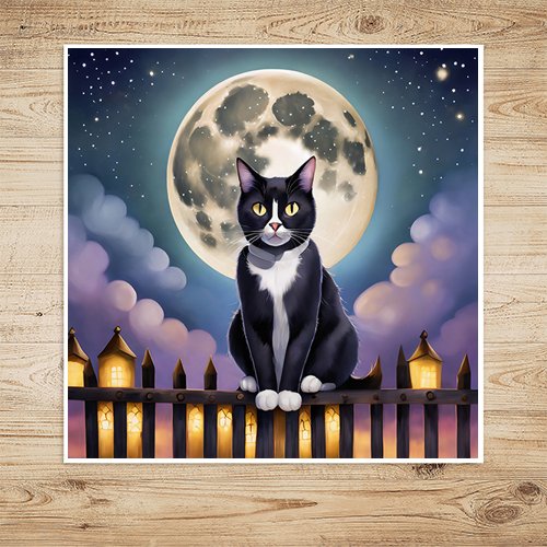 Full Moon Cat - Art Print - Metal Poster - Canvas Wrap - Premium Framed Art Print