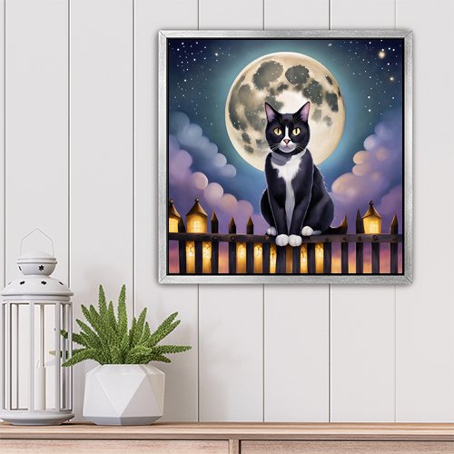 Full Moon Cat - Art Print - Metal Poster - Canvas Wrap - Premium Framed Art Print