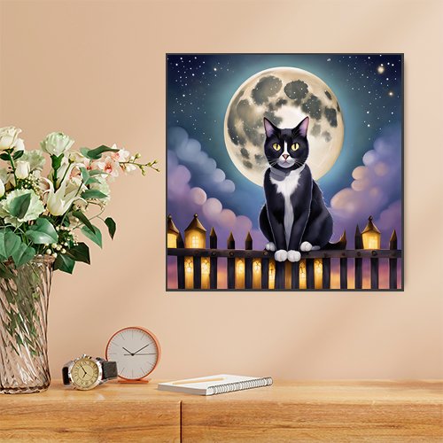 Full Moon Cat - Art Print - Metal Poster - Canvas Wrap - Premium Framed Art Print