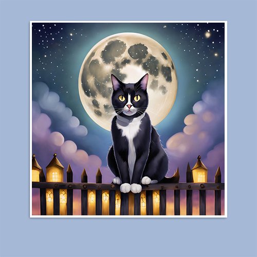 Full Moon Cat - Art Print - Metal Poster - Canvas Wrap - Premium Framed Art Print