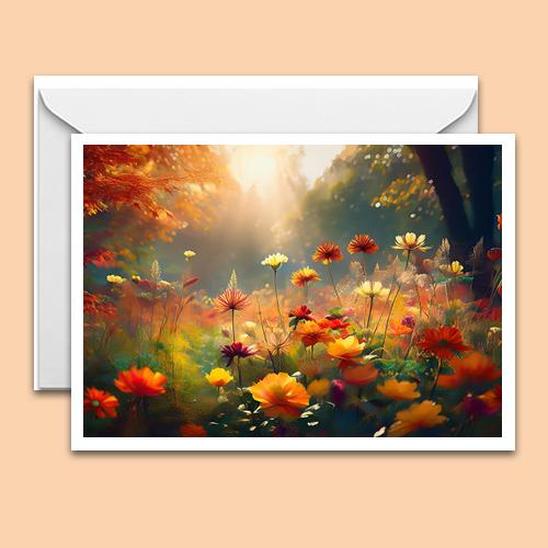 Greeting Card - Autumn Flowers - Premium Greeting Card