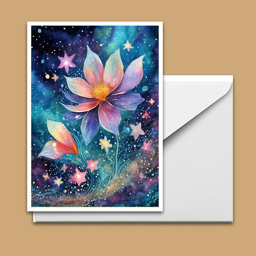 Greeting Card - Cosmic Star Flower - Premium Greeting Card