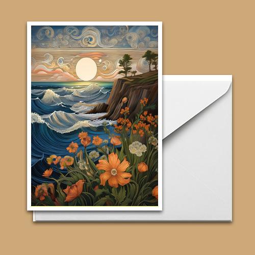 Greeting Card - Flowers on the Shoreline - Premium Greeting Card