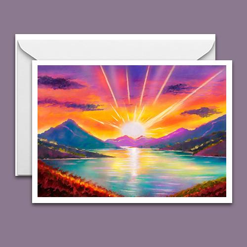 Greeting Card - Mountain Sunset - Premium Greeting Card