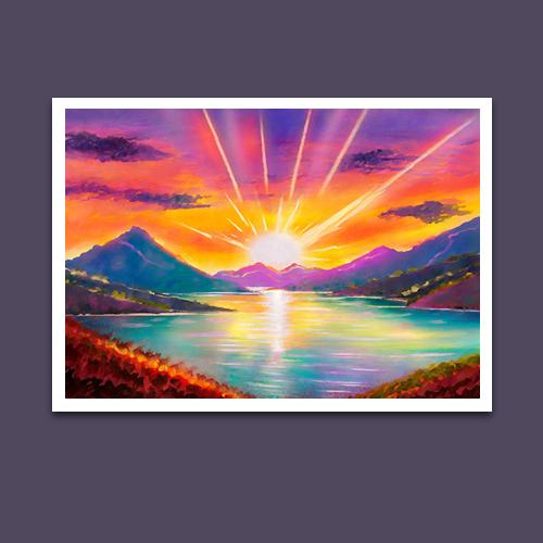 Greeting Card - Mountain Sunset - Premium Greeting Card