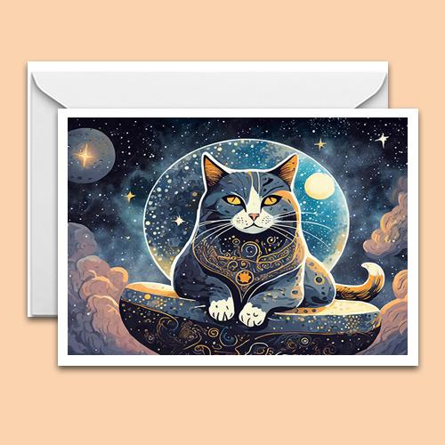 Greeting Card - Mystic Moon Cat - Premium Greeting Card