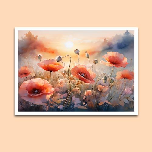 Greeting Card - Poppies at Sunset - Premium Greeting Card