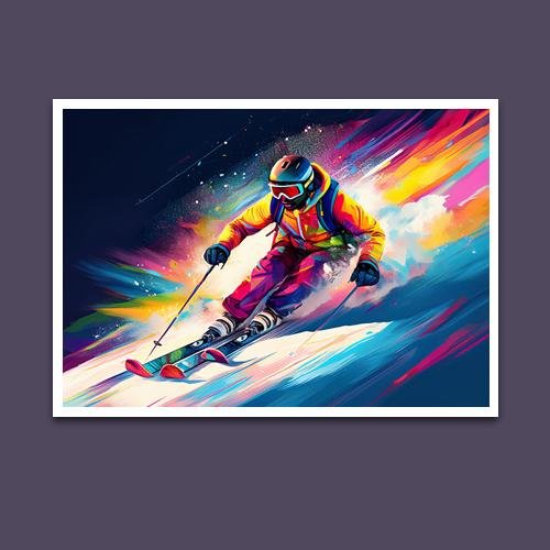 Greeting Card - Racing the Mountain - Premium Greeting Card