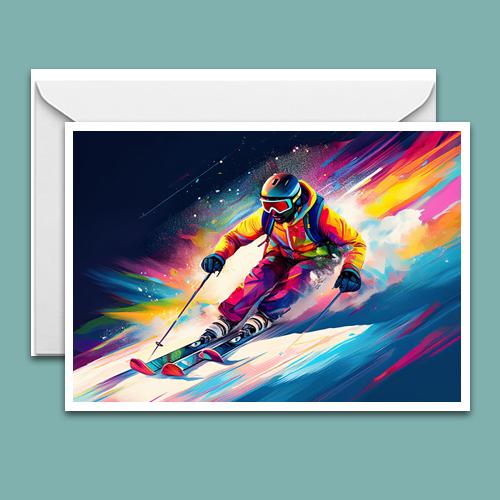 Greeting Card - Racing the Mountain - Premium Greeting Card