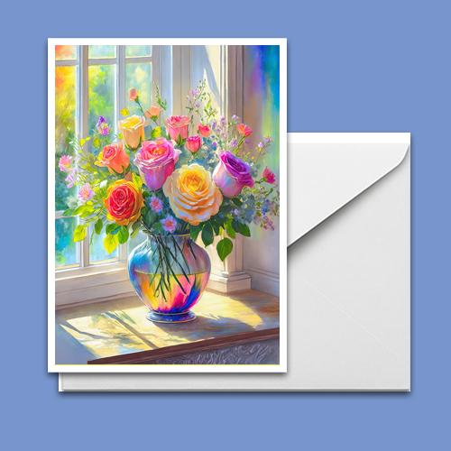 Greeting Card - Rainbow Bouquet - Premium Greeting Card