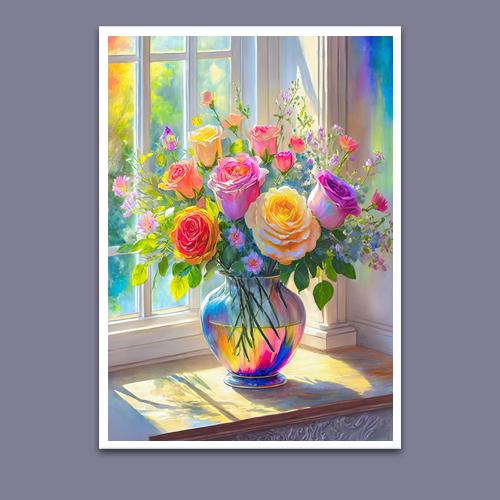 Greeting Card - Rainbow Bouquet - Premium Greeting Card