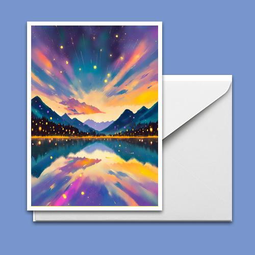 Greeting Card - Sunset on the Lake - Premium Greeting Card