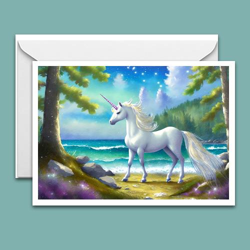 Greeting Card - Unicorn By the Sea - Premium Greeting Card