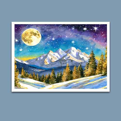 Greeting Card - Winter Moon - Premium Greeting Card