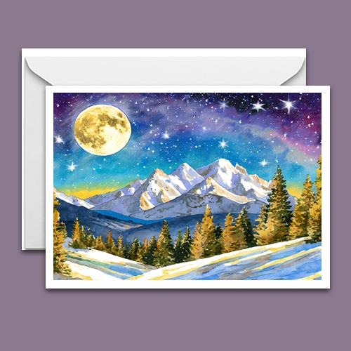 Greeting Card - Winter Moon - Premium Greeting Card