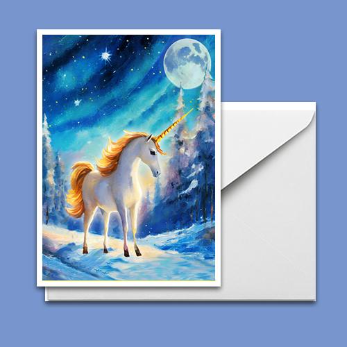 Greeting Card - Winter Unicorn - Premium Greeting Card