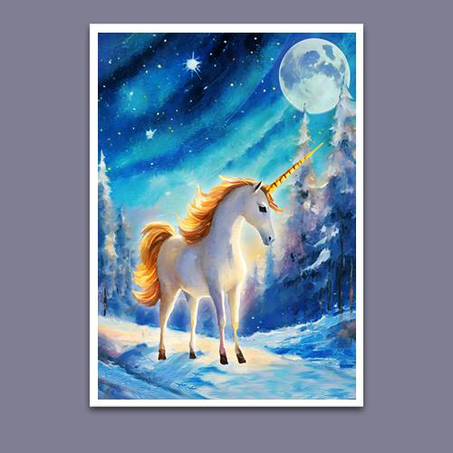 Greeting Card - Winter Unicorn - Premium Greeting Card