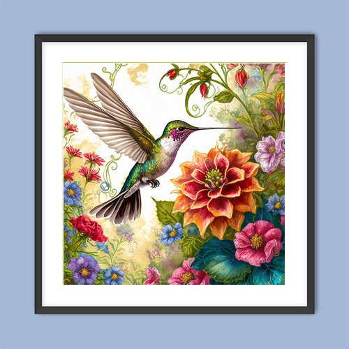 Hummingbird Garden - Art Print - Metal Poster - Canvas Wrap - Premium Framed Art Print