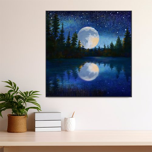 Moonlight on the Lake - Art Print - Metal Poster - Canvas Wrap - Premium Framed Art Print