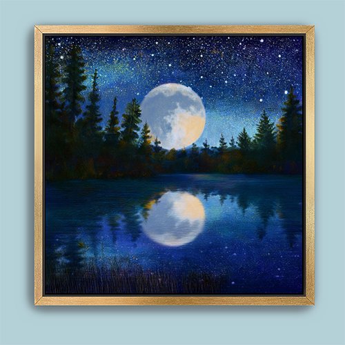 Moonlight on the Lake - Art Print - Metal Poster - Canvas Wrap - Premium Framed Art Print