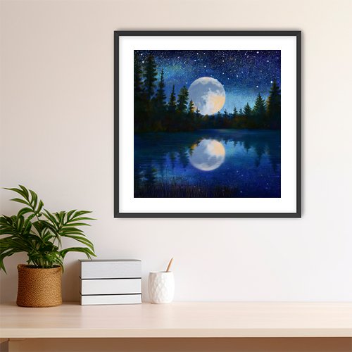 Moonlight on the Lake - Art Print - Metal Poster - Canvas Wrap - Premium Framed Art Print