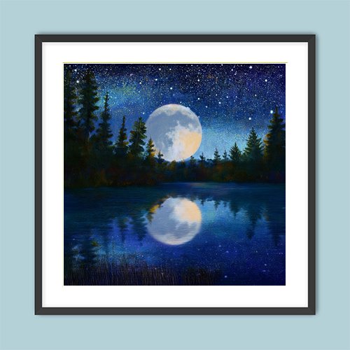 Moonlight on the Lake - Art Print - Metal Poster - Canvas Wrap - Premium Framed Art Print