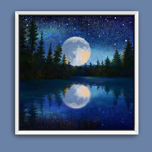 Moonlight on the Lake - Art Print - Metal Poster - Canvas Wrap - Premium Framed Art Print