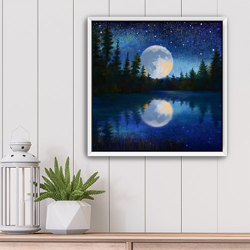 Moonlight on the Lake - Art Print - Metal Poster - Canvas Wrap - Premium Framed Art Print