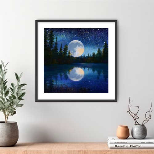 Moonlight on the Lake - Art Print - Metal Poster - Canvas Wrap - Premium Framed Art Print