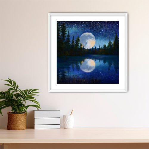 Moonlight on the Lake - Art Print - Metal Poster - Canvas Wrap - Premium Framed Art Print