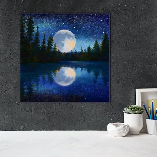 Moonlight on the Lake - Art Print - Metal Poster - Canvas Wrap - Premium Framed Art Print