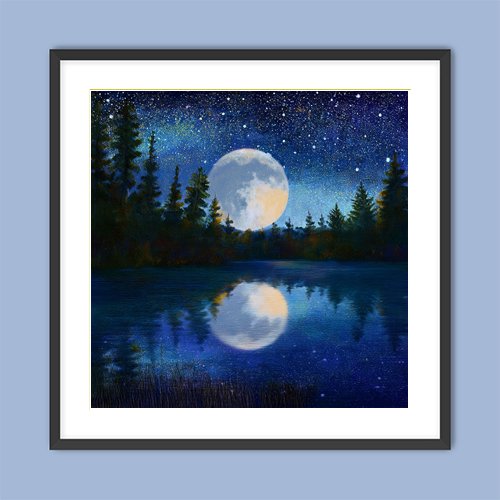 Moonlight on the Lake - Art Print - Metal Poster - Canvas Wrap - Premium Framed Art Print