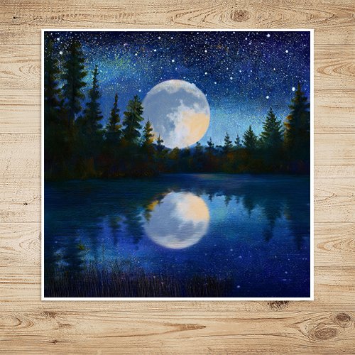 Moonlight on the Lake - Art Print - Metal Poster - Canvas Wrap - Premium Framed Art Print