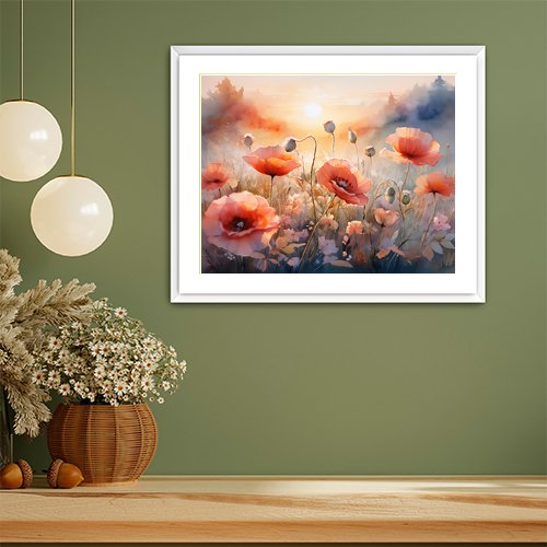 Poppies at Sunset - Art Print - Metal Poster - Canvas Wrap - Premium Framed Art Print