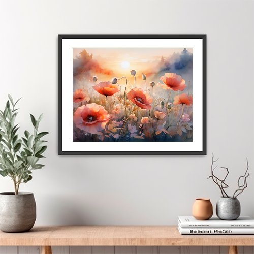 Poppies at Sunset - Art Print - Metal Poster - Canvas Wrap - Premium Framed Art Print