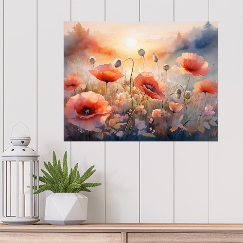 Poppies at Sunset - Art Print - Metal Poster - Canvas Wrap - Premium Framed Art Print